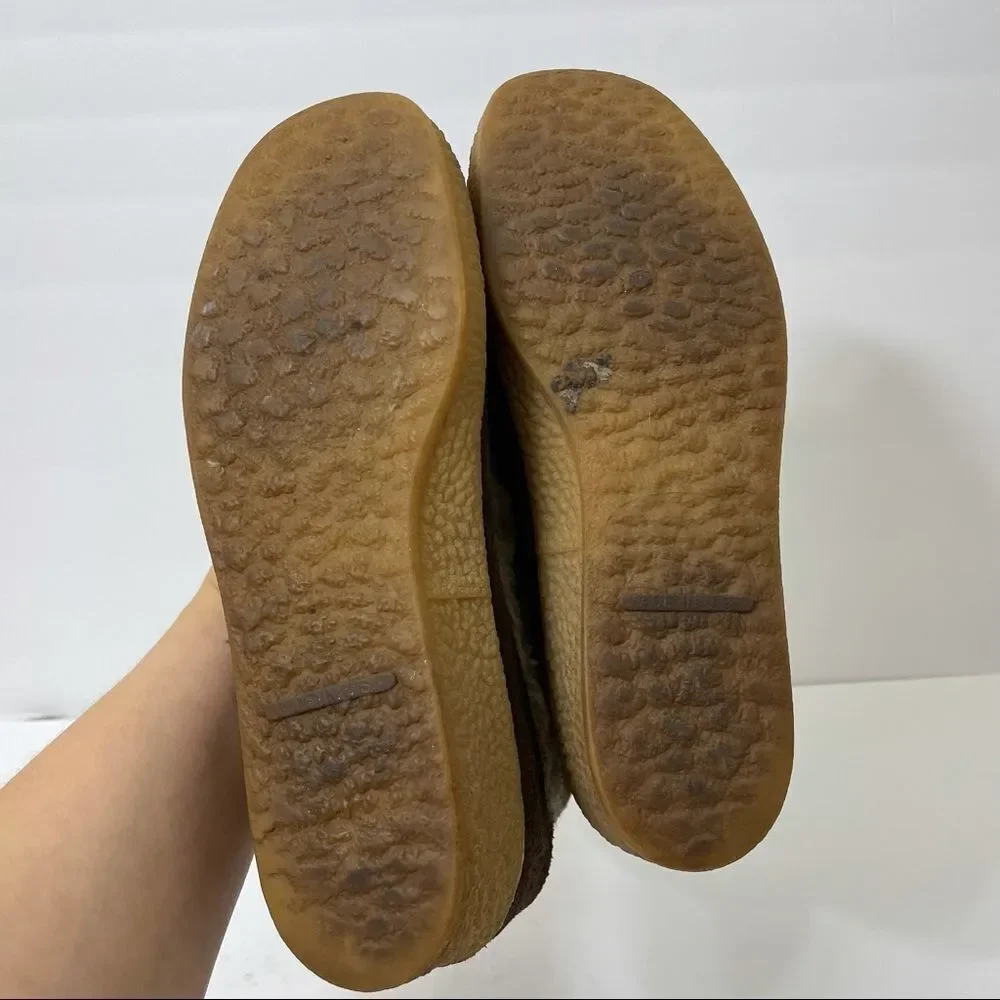 Quoddy Brown Suede Faux Fur Wool Lined Lace Up Moccasin Boots